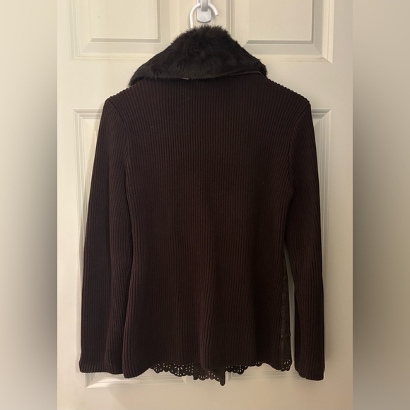 Vintage Y2K Nygard Collection Petite Suede and Faux Fur Sweater, Brown, Size S - Picture 6 of 7